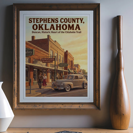 Artwork depicting Stephens County, Oklahoma, Duncan, Historic Heart of the Chisholm Trail.