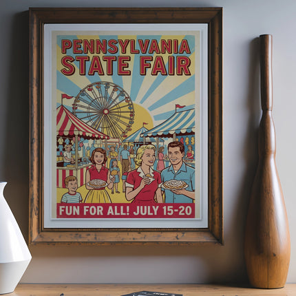 Pennsylvania State Fair poster with Ferris wheel and carnival scenes.