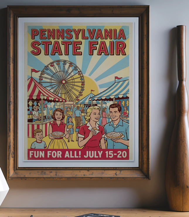 Pennsylvania State Fair poster with Ferris wheel and carnival scenes.