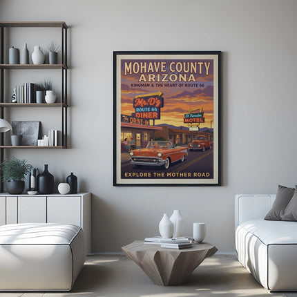 Mohave County Arizona Route 66 diner and motel travel poster.