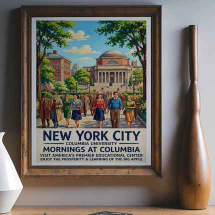 Vintage poster advertising Columbia University in New York City.