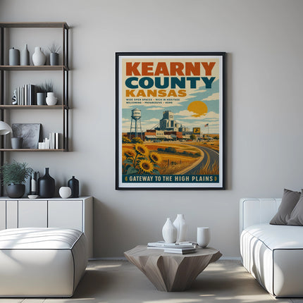 Poster for Kearny County, Kansas, with "Gateway to the High Plains" text.