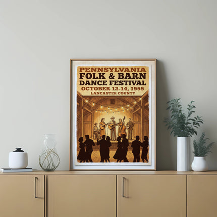 Pennsylvania Folk & Barn Dance Festival poster, October 12-14, 1955, Lancaster County.