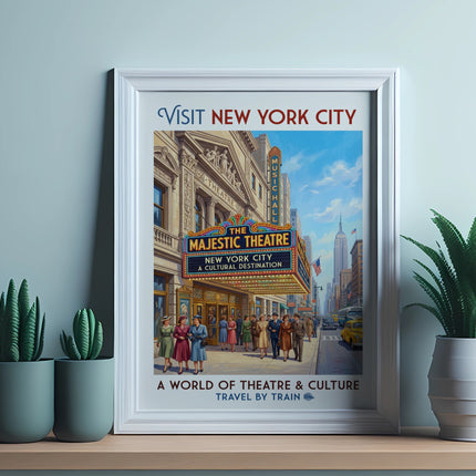 Majestic Theatre advertisement for New York City, a world of theatre and culture.