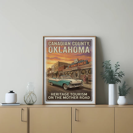 Poster of Canadian County, Oklahoma featuring El Reno Diner and Route 66.