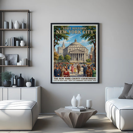 Poster for historic New York County Courthouse, NYC, 1948.