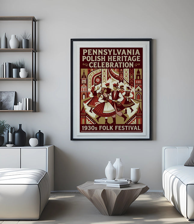 Poster for Pennsylvania Polish Heritage Celebration 1930s Folk Festival.