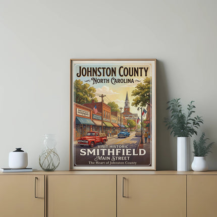 Poster of Johnston County North Carolina featuring Smithfield Main Street.