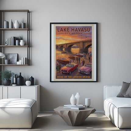 Lake Havasu City, Arizona poster featuring the London Bridge and boats