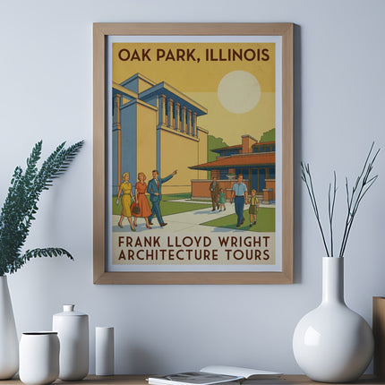 Frank Lloyd Wright Architecture Tours poster for Oak Park, Illinois.