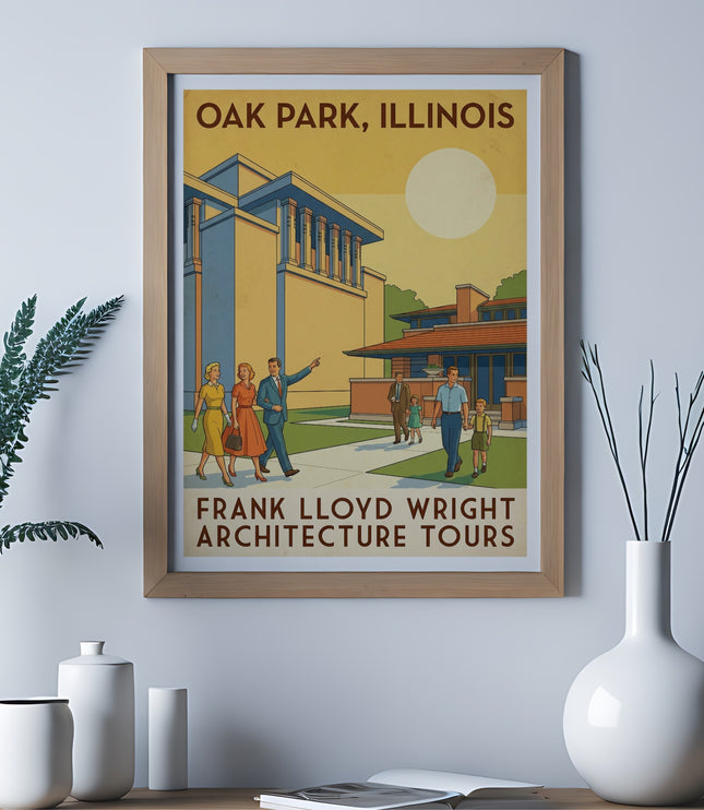 Frank Lloyd Wright Architecture Tours poster for Oak Park, Illinois.