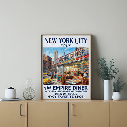 Empire Diner vintage style New York City advertisement poster.