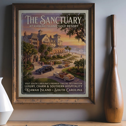 Vintage travel poster for The Sanctuary at Kiawah Island Golf Resort.