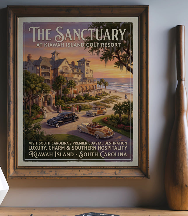 Vintage travel poster for The Sanctuary at Kiawah Island Golf Resort.