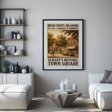 Poster of Durant's Historic Town Square, Bryan County, Oklahoma.