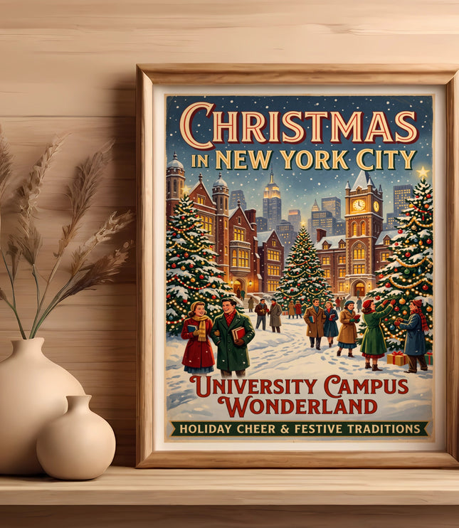 Christmas in New York City University Campus Wonderland poster.