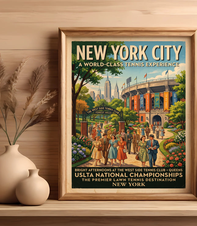 New York City poster for USLTA National Championships at West Side Tennis Club, Forest Hills.
