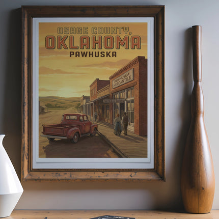 Osage County, Oklahoma, Pawhuska vintage truck and general store poster.