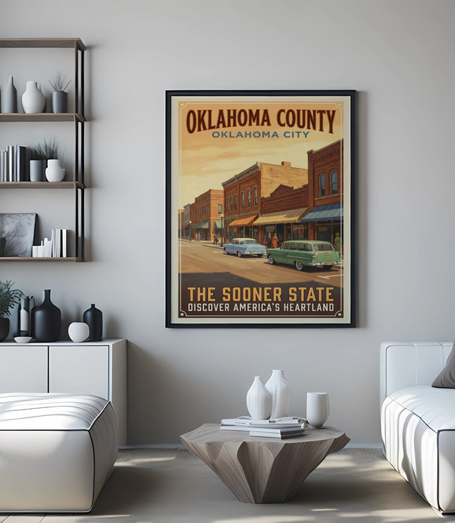 Framed poster for Oklahoma County, Oklahoma City "The Sooner State".