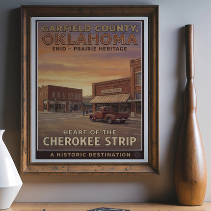 Garfield County, Oklahoma, Enid - Prairie Heritage, Heart of the Cherokee Strip poster.