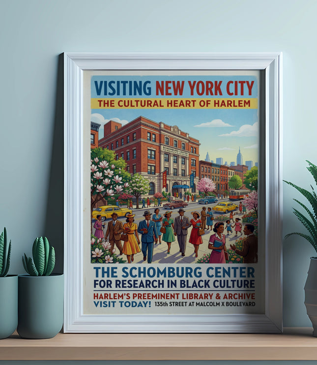 Vintage poster for the Schomburg Center for Research in Black Culture, Harlem.