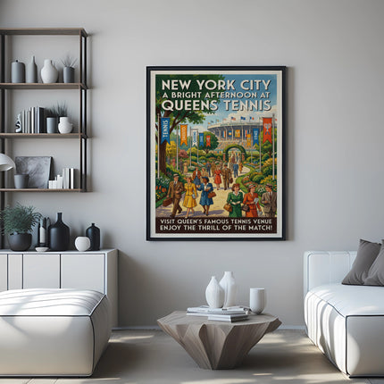 Vintage New York City poster for Queens Tennis venue, 1940.