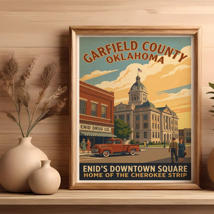 Garfield County, Oklahoma at Enid's Downtown Square, Home of the Cherokee Strip.