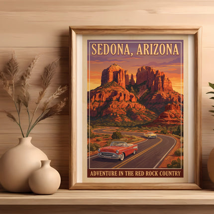 Sedona, Arizona "Adventure in the Red Rock Country" vintage travel poster.