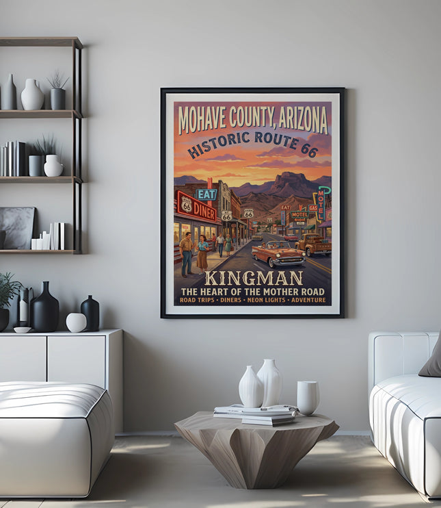 Mohave County, Arizona Historic Route 66 poster with Kingman text.