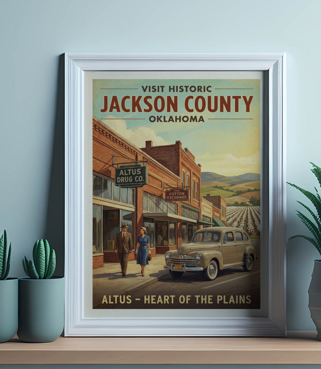 Vintage poster: Visit Jackson County, Oklahoma, Altus - Heart of the Plains.
