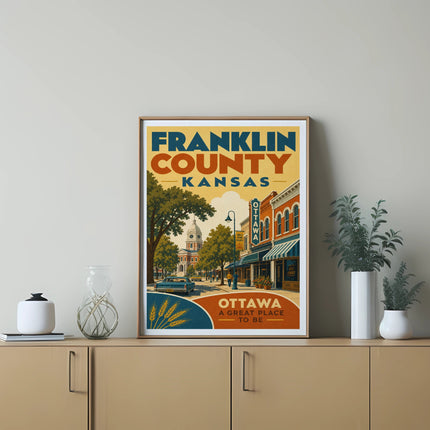 Franklin County, Kansas poster with "Ottawa A Great Place To Be" text.
