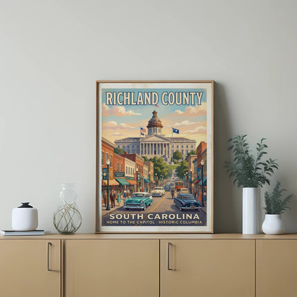 Richland County, South Carolina: Home to the Capitol, Historic Columbia vintage travel poster.