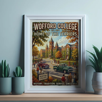 Wofford College Est. 1854, Home of the Terriers, History. Tradition. Service. banner.