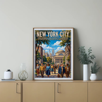 Poster for Columbia University Campus, a center of learning in New York City.