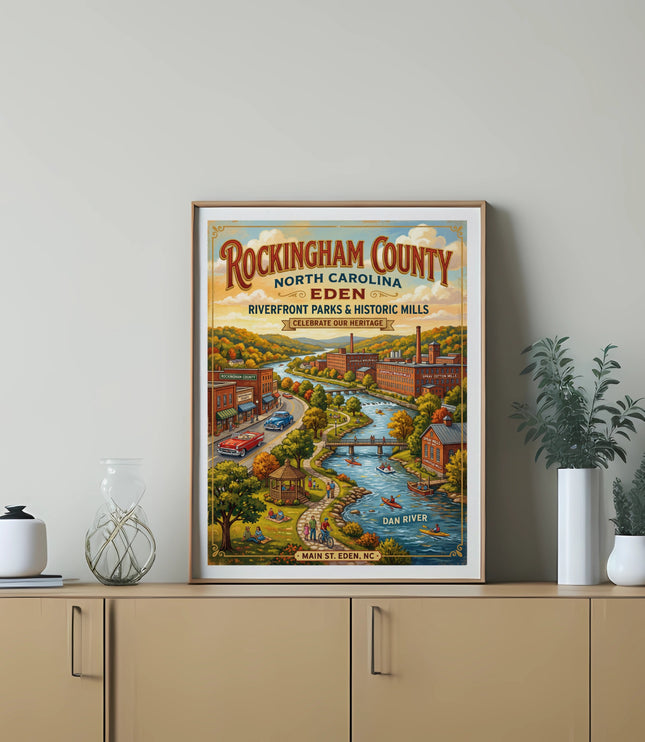 Rockingham County, North Carolina Eden Riverfront Parks and Historic Mills poster.