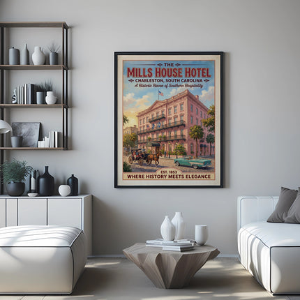Poster for The Mills House Hotel in Charleston, SC.