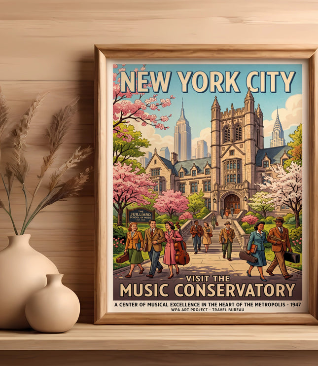 New York City Music Conservatory WPA poster featuring Juilliard School.