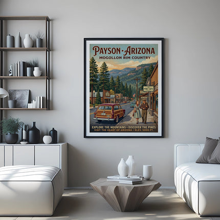 Payson Arizona Mogollon Rim Country vintage travel poster art.