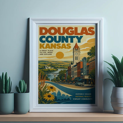 Douglas County, Kansas poster with "A Great Place to Live, Work and Explore."
