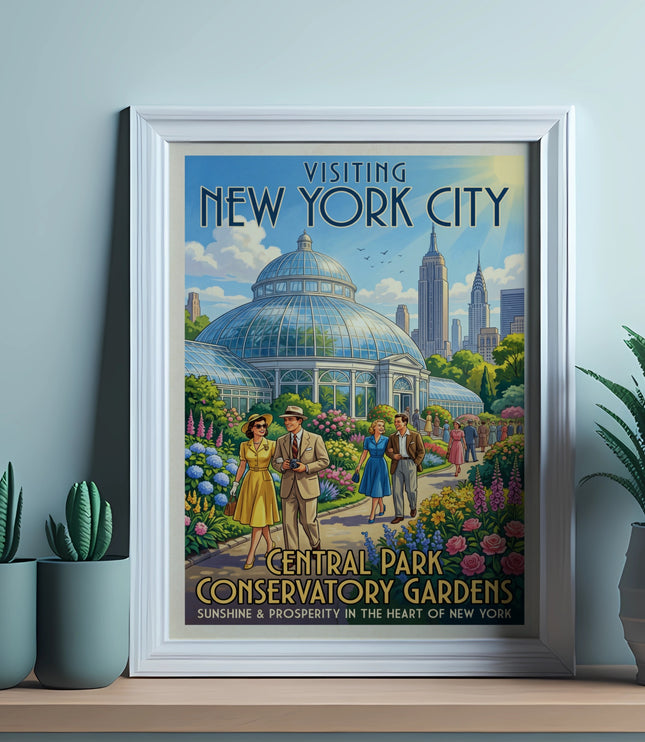 Vintage poster for Central Park Conservatory Gardens, New York City.