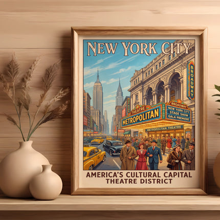 New York City Metropolitan Theatre Broadway play poster, America's Cultural Capital.