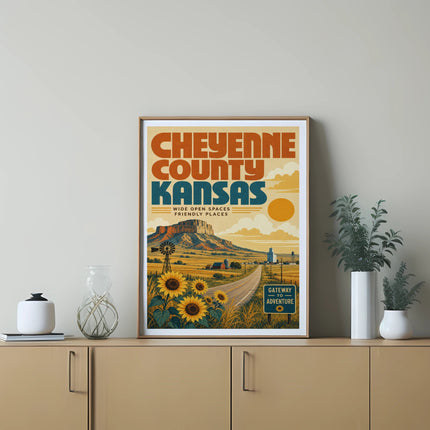 Cheyenne County Kansas wide open spaces friendly places travel poster.