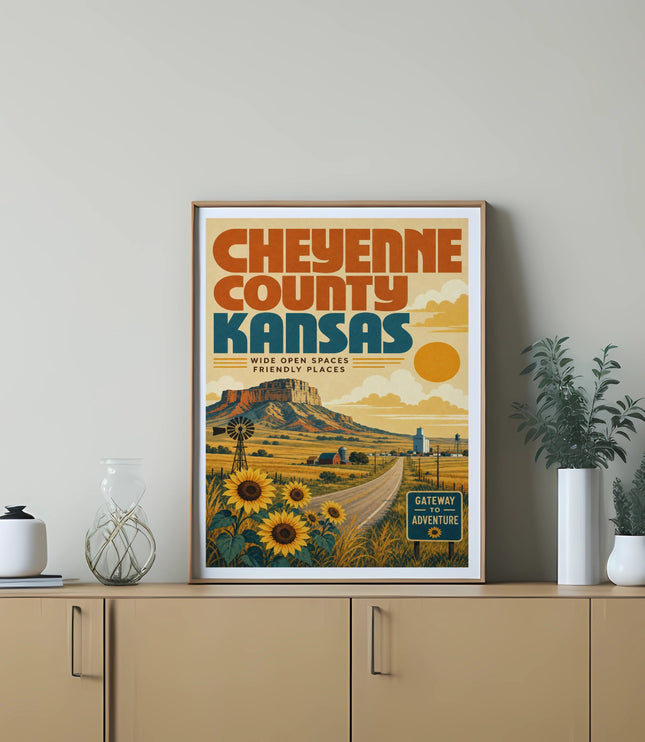 Cheyenne County Kansas wide open spaces friendly places travel poster.