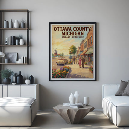 Vintage travel poster of Ottawa County, Michigan, Holland - On The Lake.