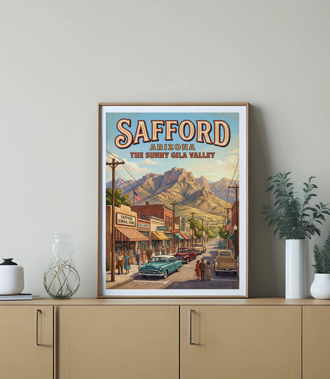 Safford Arizona The Sunny Gila Valley vintage travel poster and decor.
