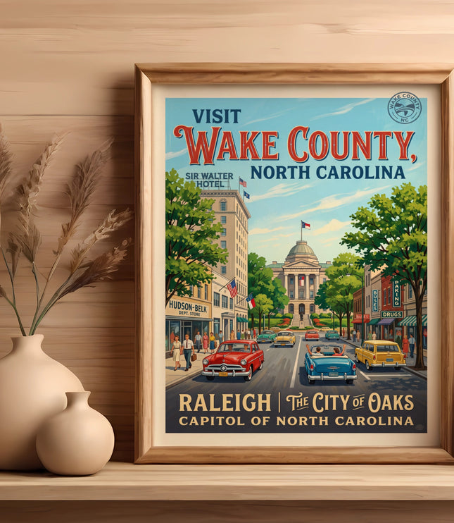 Poster: Visit Wake County, NC, Raleigh Capital of North Carolina.