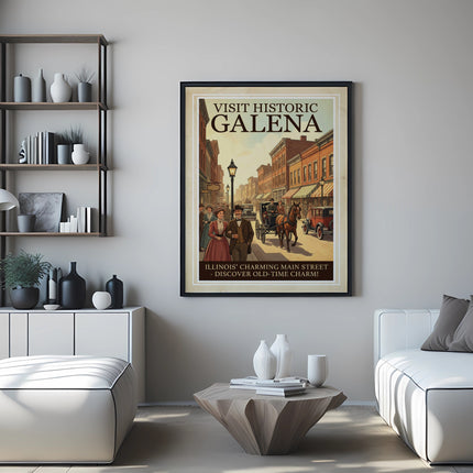 Historic Galena Illinois charming main street old-time charm poster.