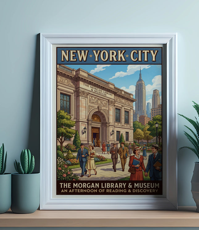 Vintage New York City poster for The Morgan Library & Museum.