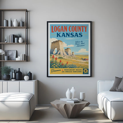 Poster of Monument Rocks and endless horizons in Logan County, Kansas.