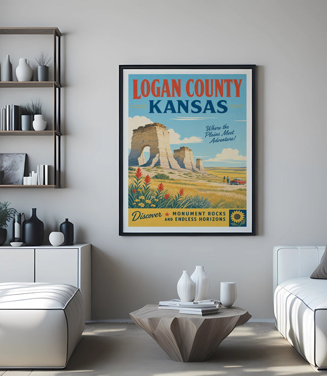 Poster of Monument Rocks and endless horizons in Logan County, Kansas.